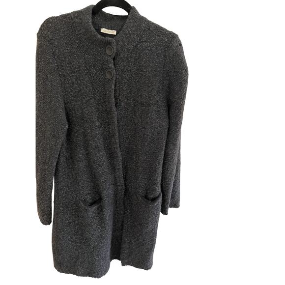 Eileen Fisher Women Boucle Organic Wool Sweater Coat 12/14 Lagenlook Minimalist - Picture 2 of 7